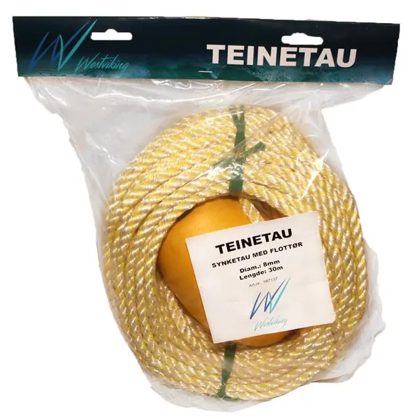Teinetau m/8cm flottør 8mm x 30mtr